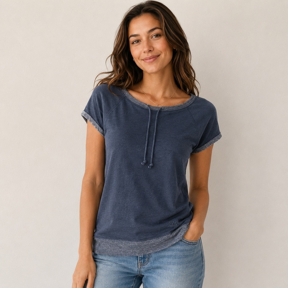 CUTTER & BUCK Short Sleeve Sweatshirt Athleisure Womens L Gray Fleece Pullover
